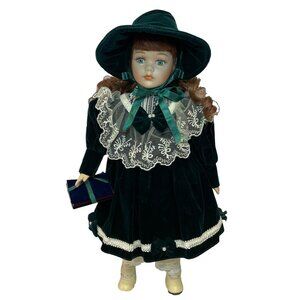 Kingstate Vintage Collectible Porcelain Doll Coleen Ireland Green Velvet Dress